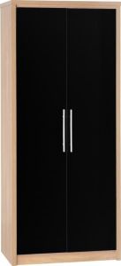 Seville 2 Door Wardrobe 0.76m - Black High Gloss
