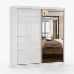Alden Mirrored Sliding 2.33m Wardrobe - White