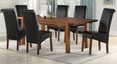 Andorra 120cm Extending Dining Table with 4 Black Sophie Chairs - Dark Acacia