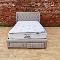 Askina Fabric Bed with 4 Drawers - Latte