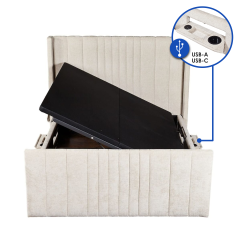 Clara Edge Ottoman Bed - Beige