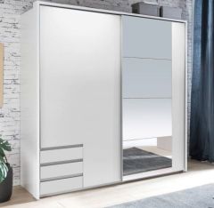 Emden X55 Mirrored Sliding Wardrobe 1.35m- White Sliderobes