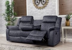 Gresham Fabric Recliner 3 Seater Drop Table - Dark Grey