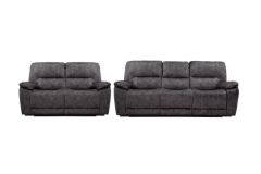 Hamilton Fabric Recliner Suite 3RR Drop Down Table + 2RR with Console - Grey