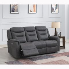 Kingsley Fabric 3 Seater Recliner Sofa - Grey