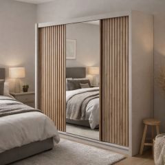 London 2.03m Sliding Wardrobe - Cashmere