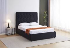 Madison Fabric Ottoman Bed - Black Velvet 
