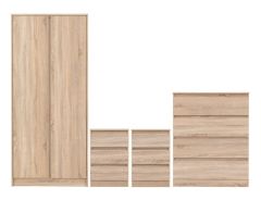 Malvern 2 Door Wardrobe Bedroom Set 0.8M - Sonoma Oak Effect