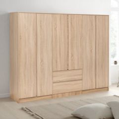 Malvern 6 Door 2 Drawer Wardrobe 2.25M - Sonoma Oak Effect