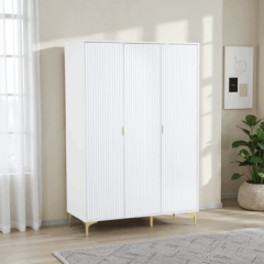 Miami 3 Door Wardrobe 1.2M - White/Gold