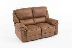 Edwardo Leather 2 Seater Recliner Sofa - Tan