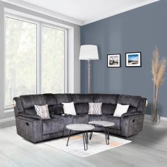 Washington Fabric Corner Sofa - Dark Grey (Rec-Con-Elm-Cor-Elm-Rec)