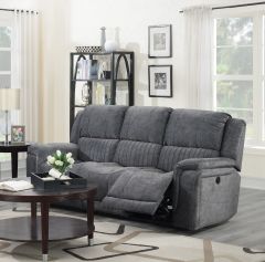 Washington Fabric 3 Seater Power Recliner Sofa- Dark Grey