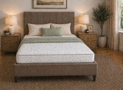 Remini Fabric Bed with Pocket Rolled Mattress - Dark Beige