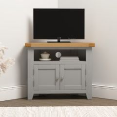 Windsor Corner TV Unit - Pebble Grey / Oak