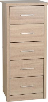 Lisbon 5 Drawer Chest - Light Oak Effect Veneer