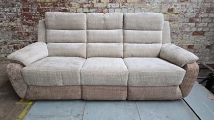 Durban Fabric 3 Seater MANUAL Recliner Sofa - Bone/Bisque