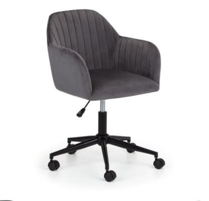 Kahlo Velvet Swivel Office Chair - Grey & Black