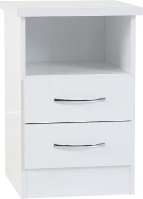 Nevada 2 Drawer Bedside - White Gloss