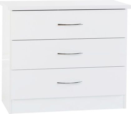 Nevada 3 Drawer Chest - White Gloss