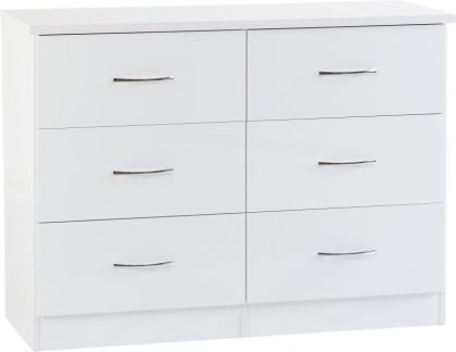 Nevada 6 Drawer Chest - White Gloss