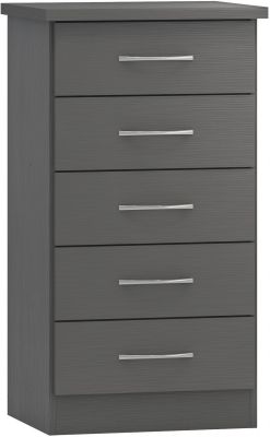 Nevada 5 Drawer Narrow Chest - 3D Effect Grey