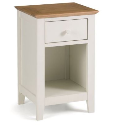 Salerno Oak 1 Drawer Bedside - Ivory / Oak