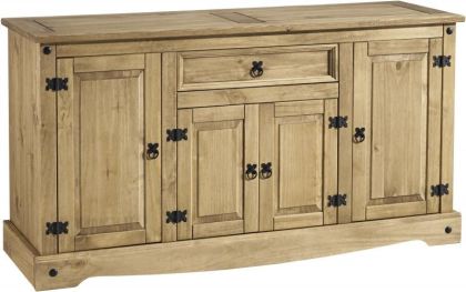 Corona 4 Door 1 Drawer Sideboard in Distressed Waxed