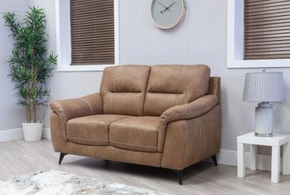 Abbie Fabric 2 Seater - Saddle