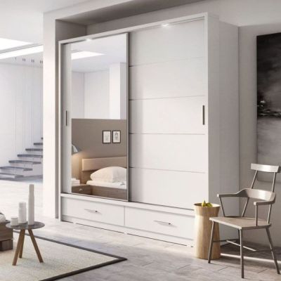 Alpha Small Sliderobe 2.0m with Led Lights - White