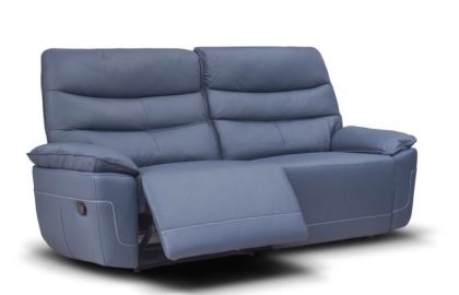 Cadiz Leather Recliner Suite 3+2 - Smoke Blue