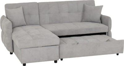 Chelsea Corner Sofa Bed - Silver Grey Fabric 