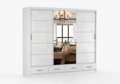 Florence Mirrored Sliding 2.5m Wardrobe – White