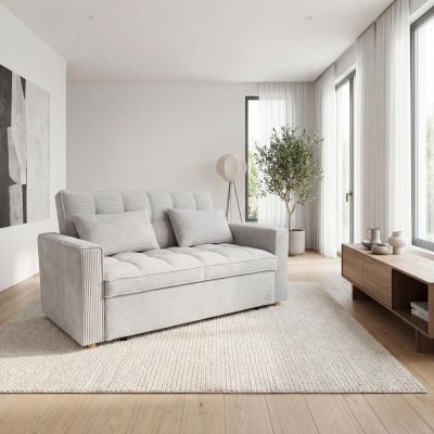 Morgan Cord Fabric Sofa Bed - Light Grey