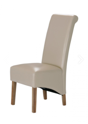 Kelsey Bonded Leather Chair Solid Oak Leg - Cream (Sold in 2s)