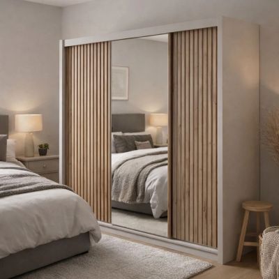 London 2.03m Sliding Wardrobe - Cashmere