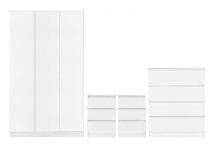 Malvern 3 Door Wardrobe Bedroom Set 1.15M - White
