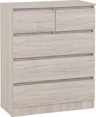 Malvern 3+2 Drawer Chest – Urban Snow
