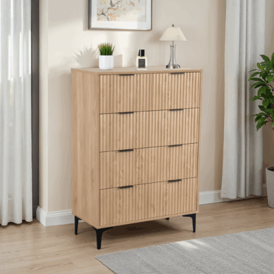 Miami 3+2 Drawer Chest - Oak Effect/Black