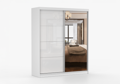 Multi Mirrored Sliding 1.83m Wardrobe - White
