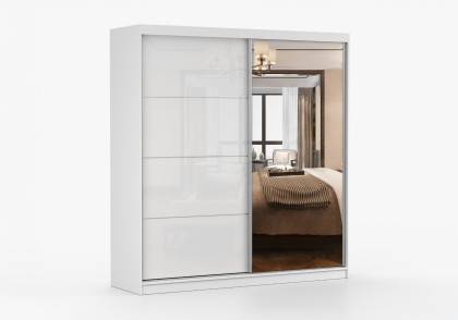 Multi Mirrored Sliding 2.33m Wardrobe - White