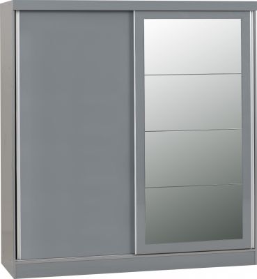 Nevada 2 Door Sliding Wardrobe 1.79m - Grey Gloss Sliderobes