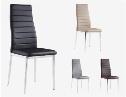 Pearl Pu Chairs - Black With Chrome Legs (Sold in 6s)