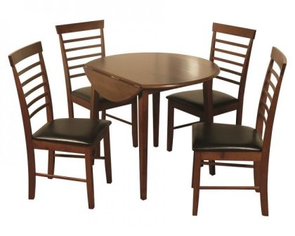 Hanover Round Drop Leaf Dining Set with 2 Chairs - Dark Oak