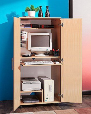 Home Office Hideaway Desk - Beech Frosty