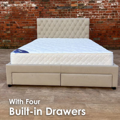 Shoreditch Storage Bed With Drawers - Beige