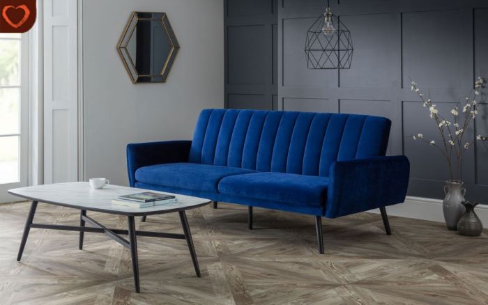 Afina Velvet Sofa Bed Blue v
