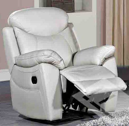 Bradshaw Leather 1 Seater Recliner Sofa Light Grey Bradshaw Leather 1 Seater Recliner Sofa, Light Gray Leather Reclining Sofa