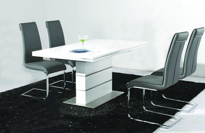 Dolores High Gloss Dining Set With, High Gloss Dining Room Table