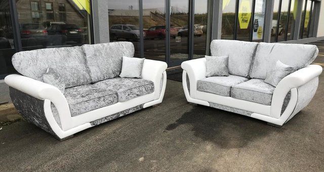 Genoa Crushed Velvet Fabric 3 Seater Sofa Fixed Back Genoa Crushed Velvet Fabric 3 Seater, Genoa Faux Leather Sofa Bed